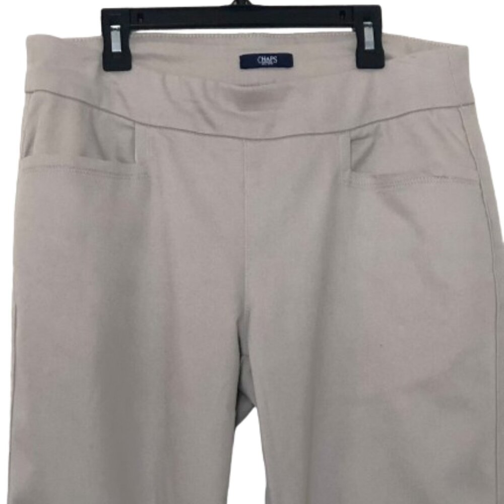 Chaps Pants Womens Size Medium‎ Stone/Beige Pull On Straight Leg Trousers